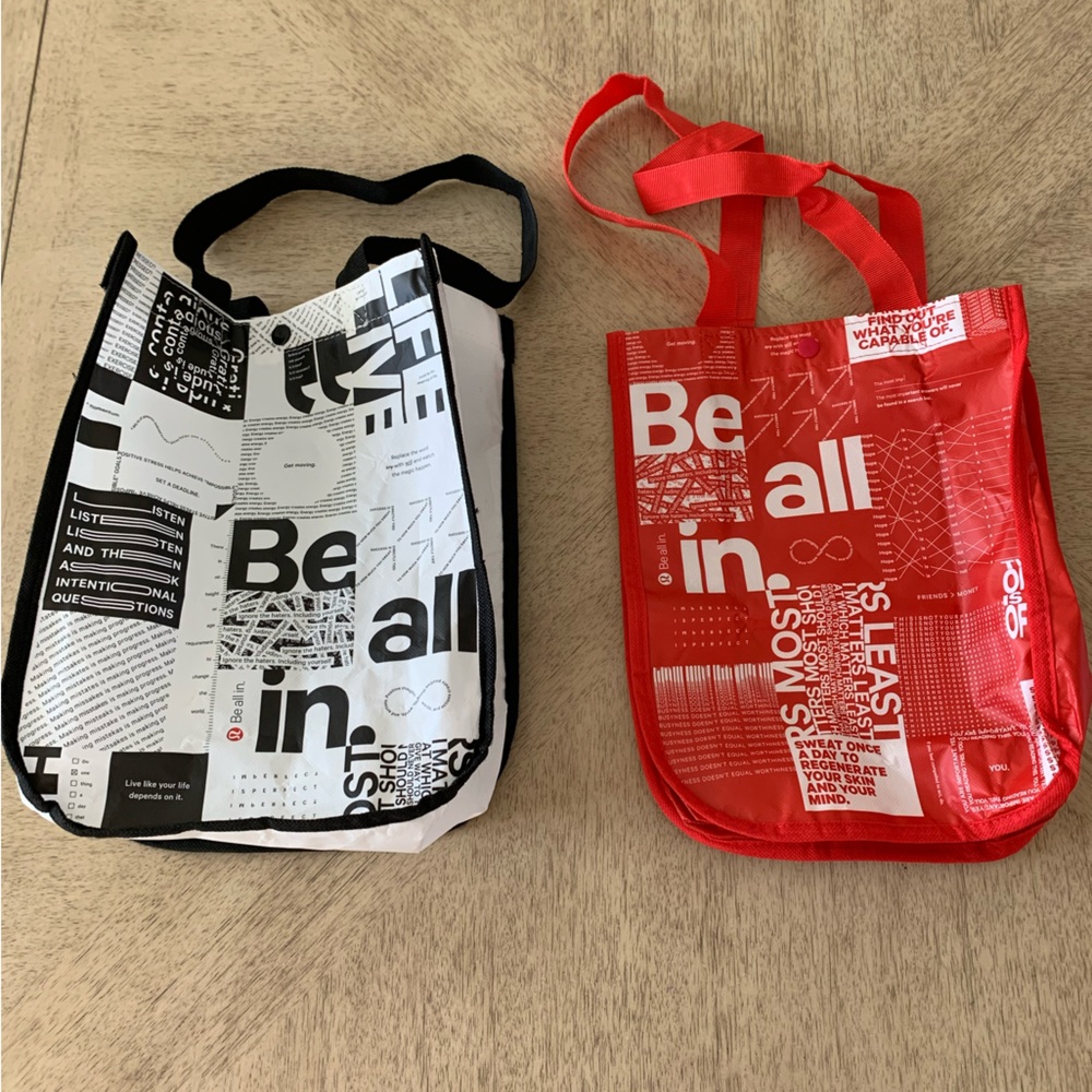 Lululemon “BE ALL IN” re-usable bags with snap closure